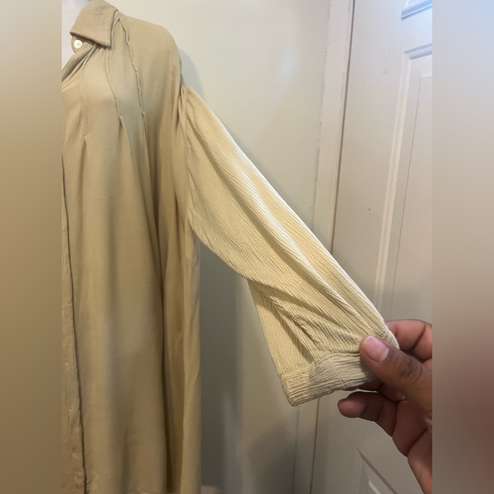 MYRAH PENALOZA Beige Kundalini Bamboo Rayon Button Gown One Size Dress. - Picture 5 of 14